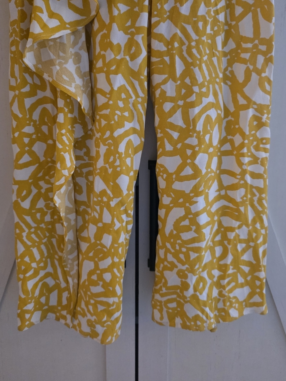 Maeve By Anthropologie Yellow & White Abstract Wide-Leg Jumpsuit - Picture 3 of 7